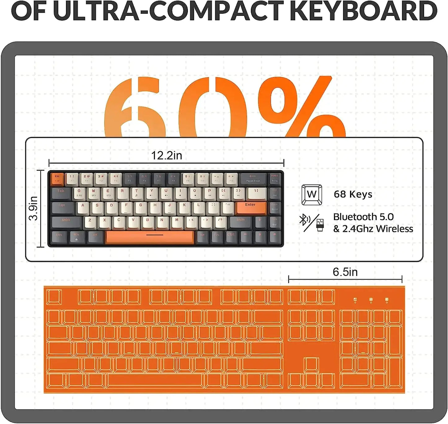 Ajazz AK33 – 75% Tri-Mode Wireless Mechanical Keyboard (84 Keys, Hot-Swappable)