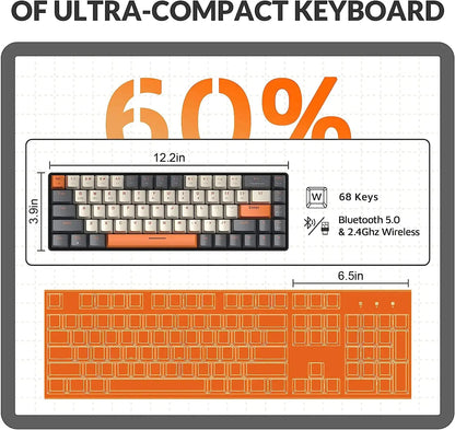 Ajazz AK33 – 75% Tri-Mode Wireless Mechanical Keyboard (84 Keys, Hot-Swappable)