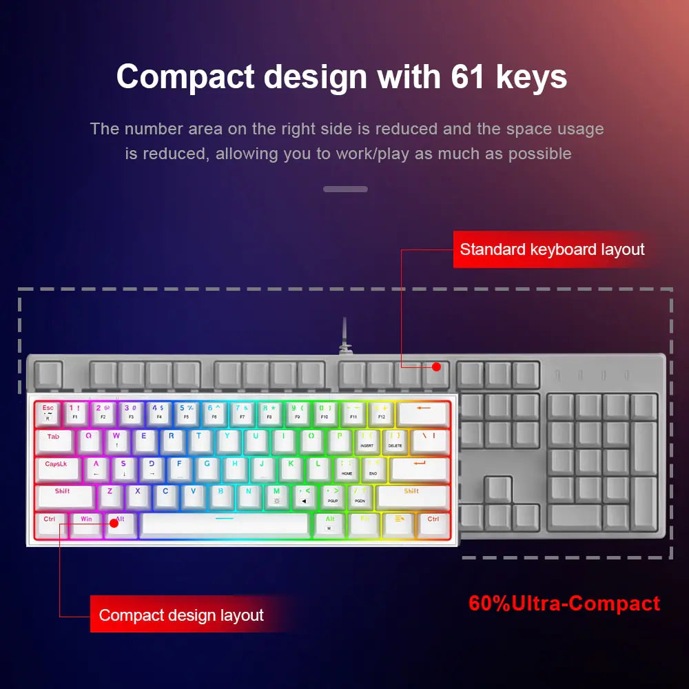 Redragon K617 Fizz – 60% RGB Mechanical Gaming Keyboard - OUT OF STOCK