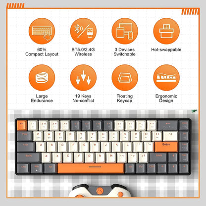 Ajazz AK33 – 75% Tri-Mode Wireless Mechanical Keyboard (84 Keys, Hot-Swappable)