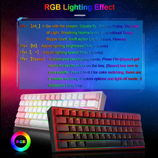 Redragon K617 Fizz – 60% RGB Mechanical Gaming Keyboard - OUT OF STOCK