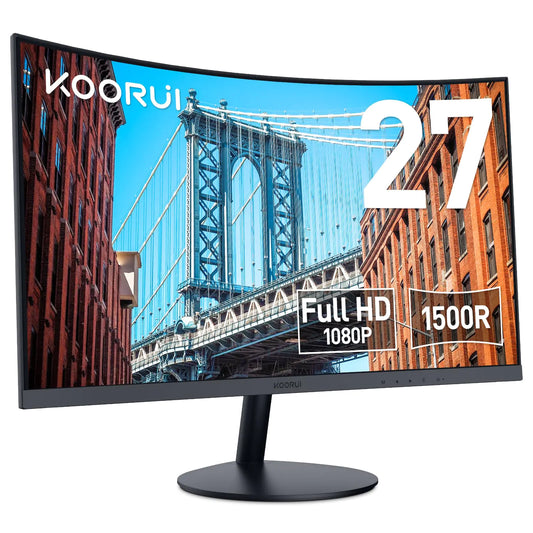 KOORUI 27" Curved Gaming Monitor – 1080P, 75Hz, 1800R, Full HD, HDMI, VGA