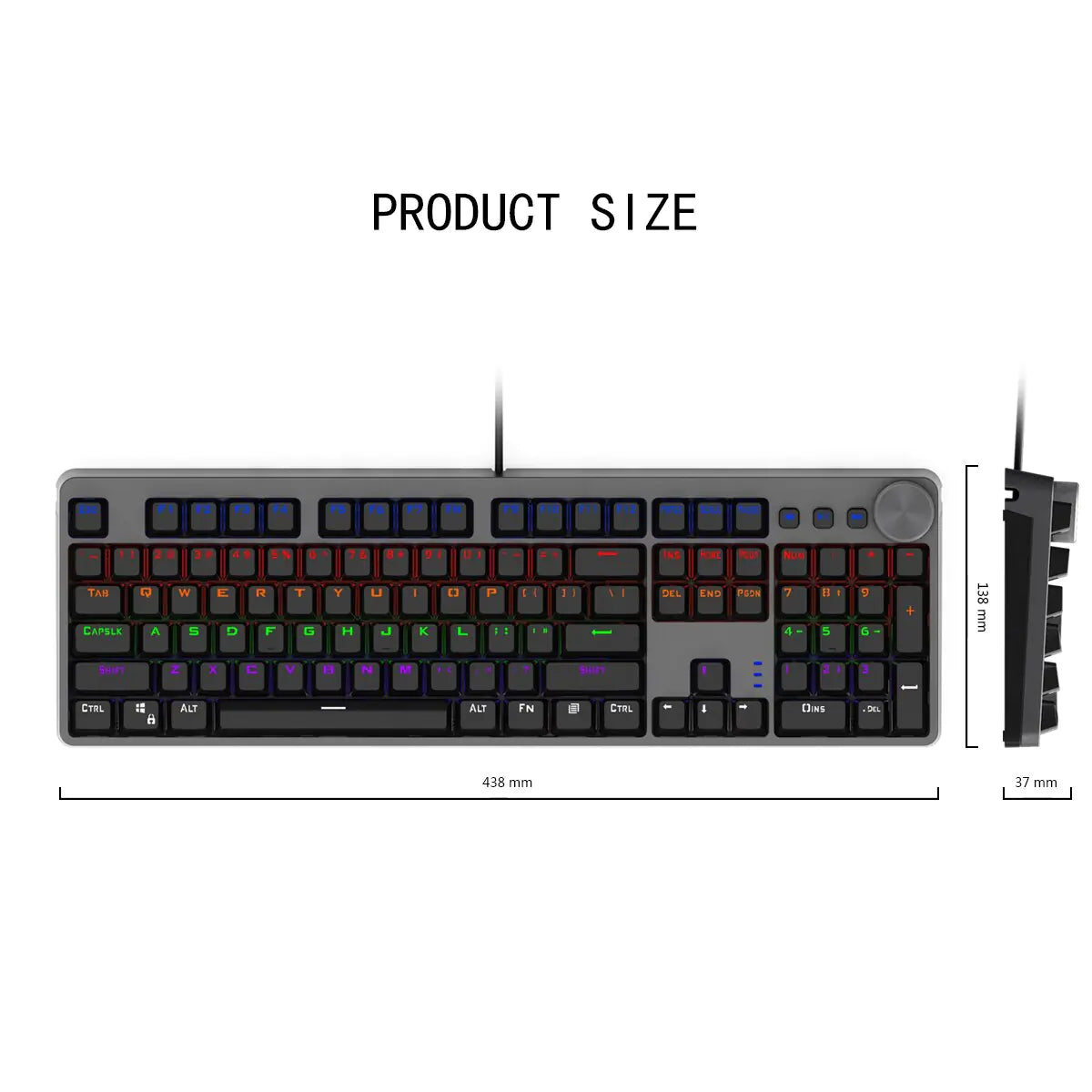 AUKEY KM-G15 – Full-Size RGB Mechanical Gaming Keyboard with Volume Knob (Blue Switches)
