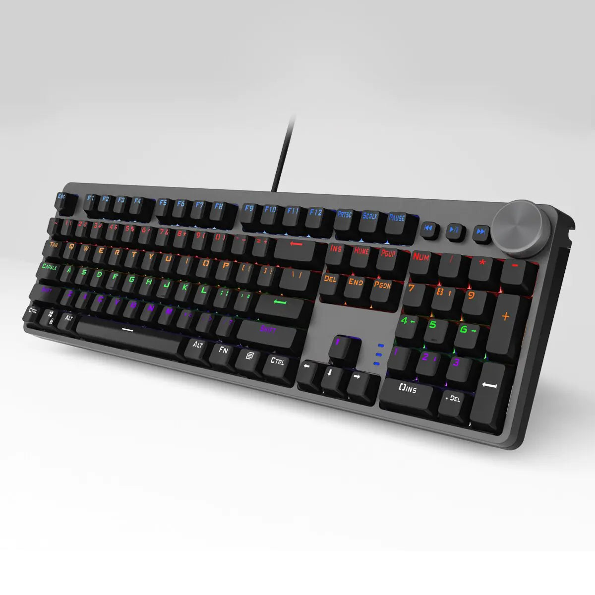 AUKEY KM-G15 – Full-Size RGB Mechanical Gaming Keyboard with Volume Knob (Blue Switches)
