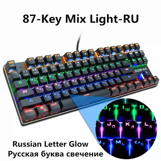 ZUOYA AK33 RGB – 87-Key Compact Mechanical Gaming Keyboard (ENG/RU Layout)