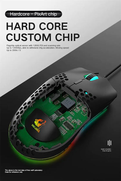 Delux M800 – Ultralight RGB Honeycomb Gaming Mouse (Wired, 16K DPI, 6 Buttons)