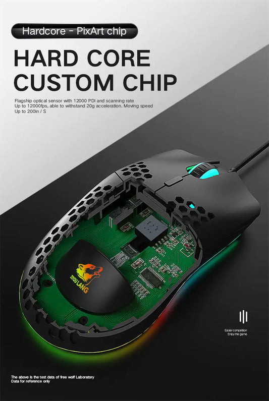 Delux M800 – Ultralight RGB Honeycomb Gaming Mouse (Wired, 16K DPI, 6 Buttons)