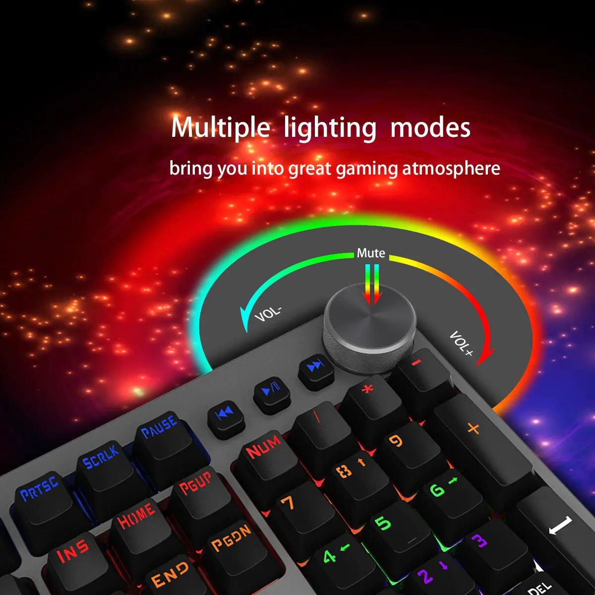 AUKEY KM-G15 – Full-Size RGB Mechanical Gaming Keyboard with Volume Knob (Blue Switches)