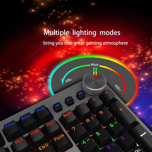AUKEY KM-G15 – Full-Size RGB Mechanical Gaming Keyboard with Volume Knob (Blue Switches)
