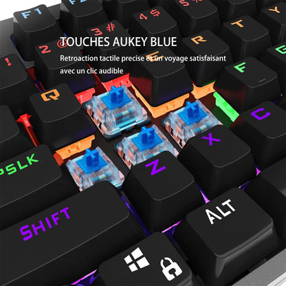 AUKEY KM-G15 – Full-Size RGB Mechanical Gaming Keyboard with Volume Knob (Blue Switches)