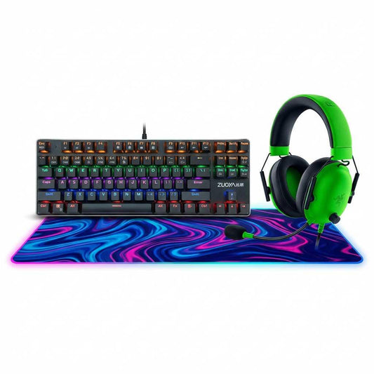 ZUOYA AK33 Mechanical Keyboard, XL RGB Mouse Pap, Green Razer BlackShark V2 X.