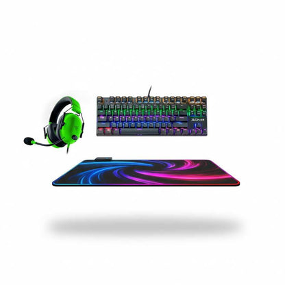 ZUOYA AK33 Mechanical Keyboard, XL RGB Mouse Pap, Green Razer BlackShark V2 X.