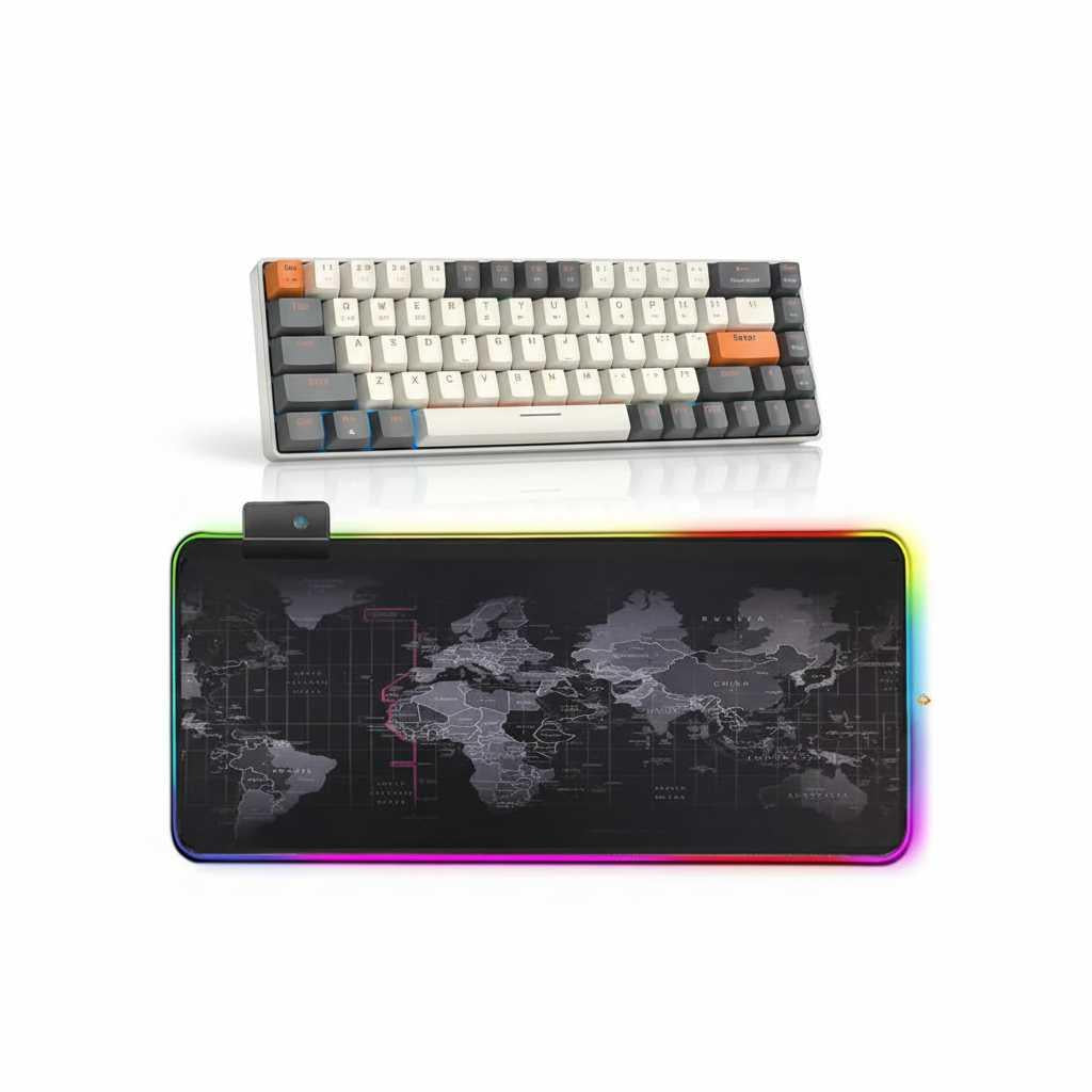  Ajazz AK33 wireless, XL RGB Gaming Mouse Pad with World Map vinyl