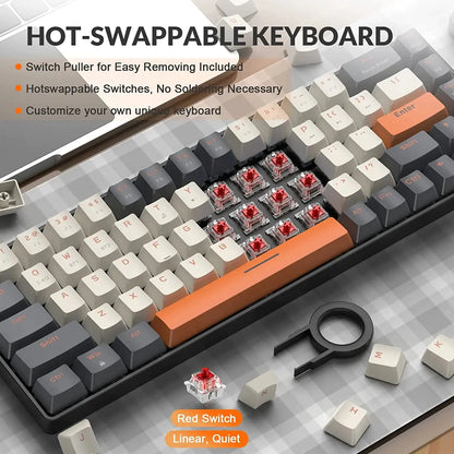 Ajazz AK33 – 75% Tri-Mode Wireless Mechanical Keyboard (84 Keys, Hot-Swappable)