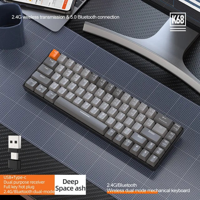 Ajazz AK33 – 75% Tri-Mode Wireless Mechanical Keyboard (84 Keys, Hot-Swappable)