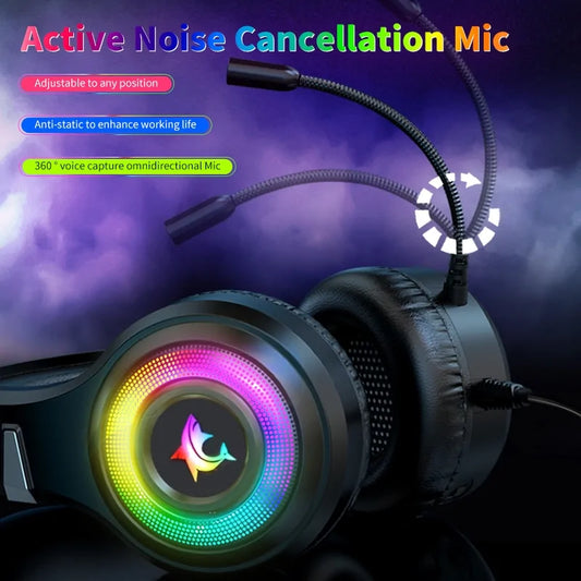 RGB Wired Gaming Headset with Mic – 3.5mm + USB, Multi-Platform Compatible