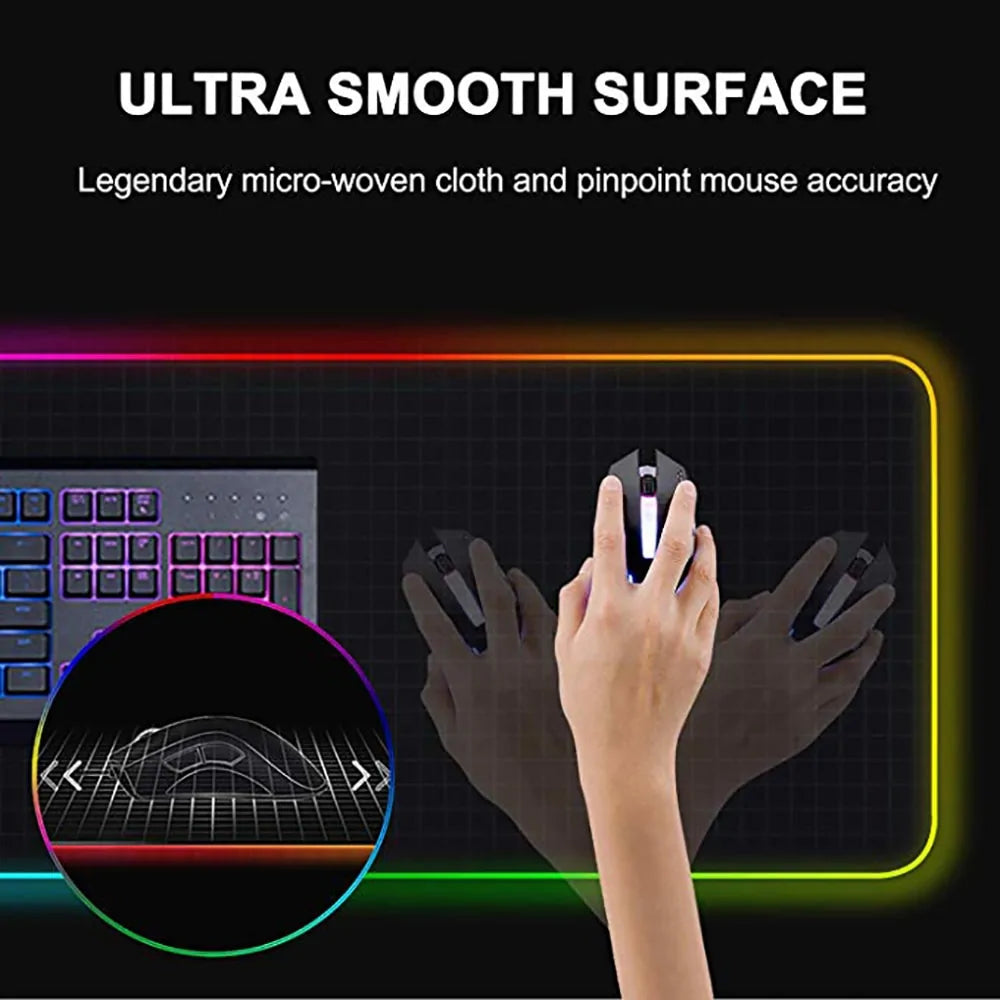 RGB Luminous Gaming Mouse Pad – Detachable USB & Pro Glide Surface