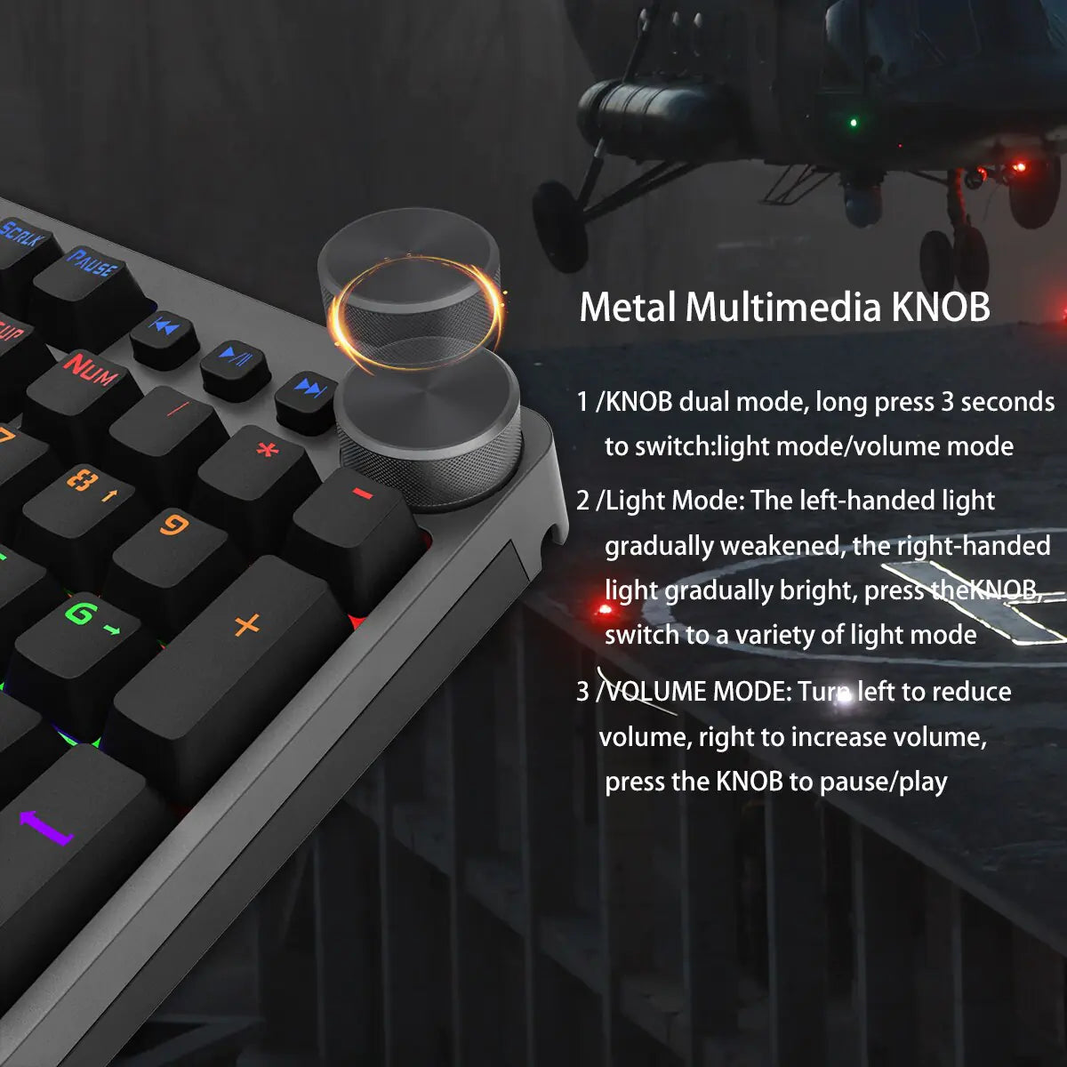 AUKEY KM-G15 – Full-Size RGB Mechanical Gaming Keyboard with Volume Knob (Blue Switches)