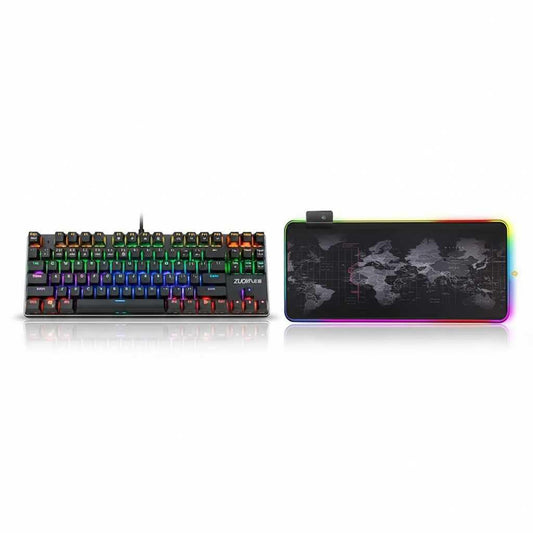ZUOYA AK33 RGB Keyboard, XL RGB Mouse Pad with World Map vinyl