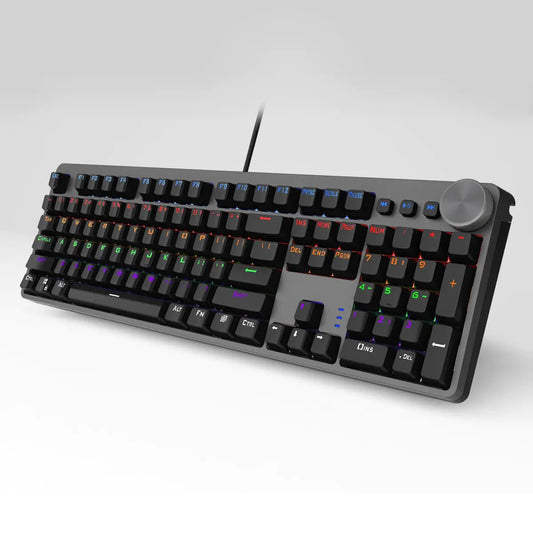 AUKEY KM-G15 – Full-Size RGB Mechanical Gaming Keyboard with Volume Knob (Blue Switches)