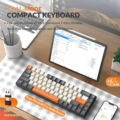 Ajazz AK33 – 75% Tri-Mode Wireless Mechanical Keyboard (84 Keys, Hot-Swappable)